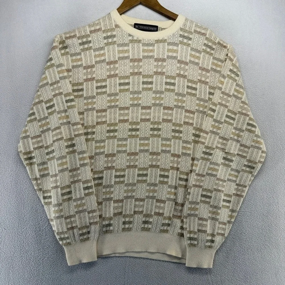 Vintage J Peterman Sweater Men's Large Cream Earth Tones